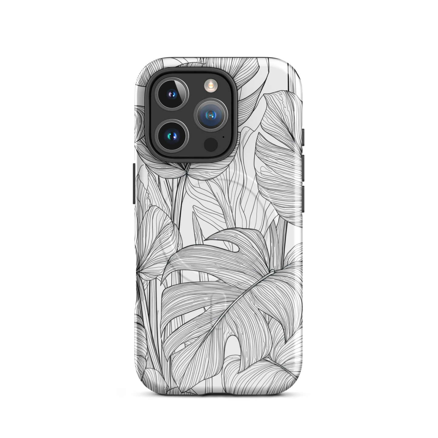 'Tropical Lines' iPhone 16 Pro MagSafe tough phone case - protective glossy case NZ Australia