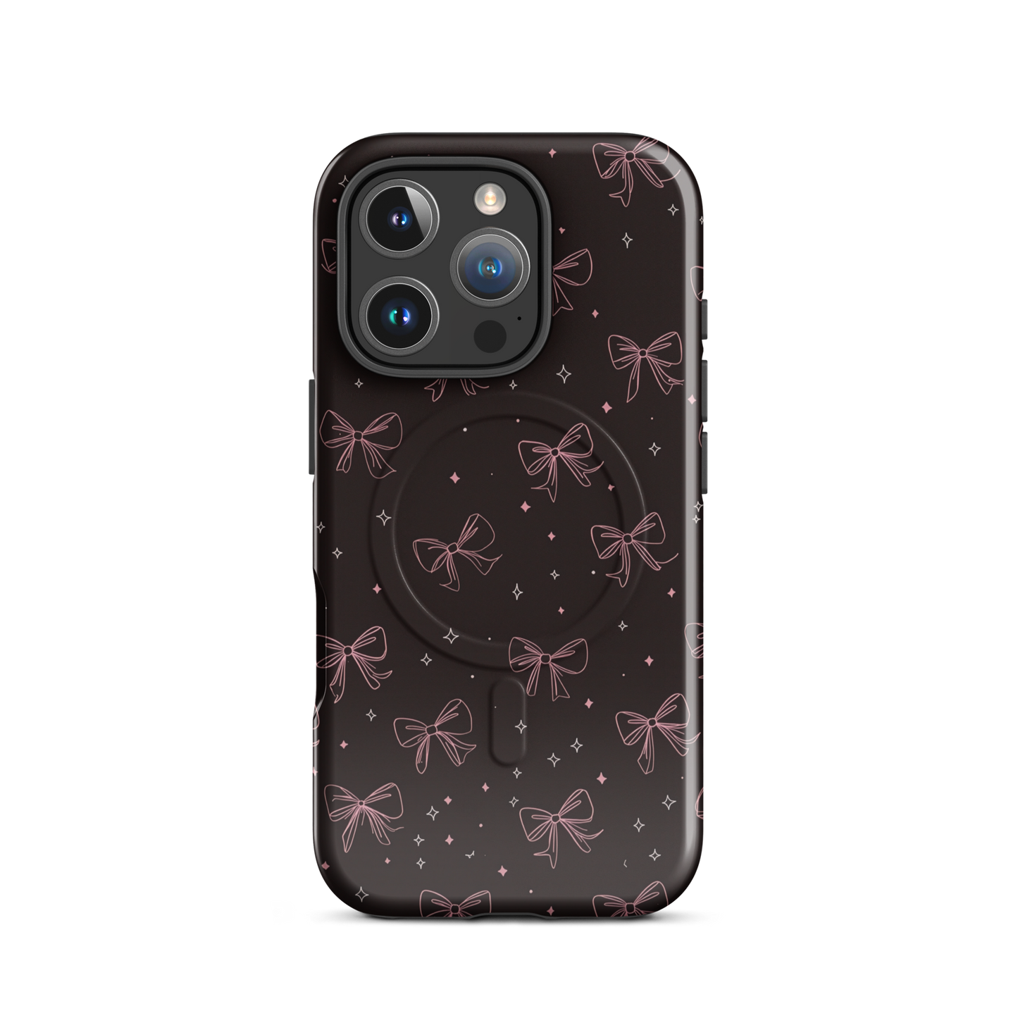 'Midnight Bow' iPhone 16 Pro MagSafe tough phone case - protective glossy case NZ Australia
