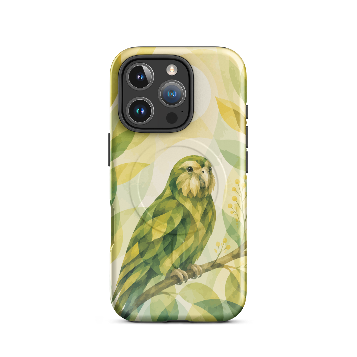 'Kakapo' iPhone 16 Pro MagSafe tough phone case - protective glossy case NZ Australia