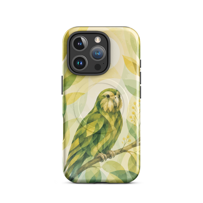 'Kakapo' iPhone 16 Pro MagSafe tough phone case - protective glossy case NZ Australia