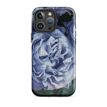 'Blue Rose' iPhone 16 Pro Max MagSafe tough phone case - protective glossy case NZ Australia