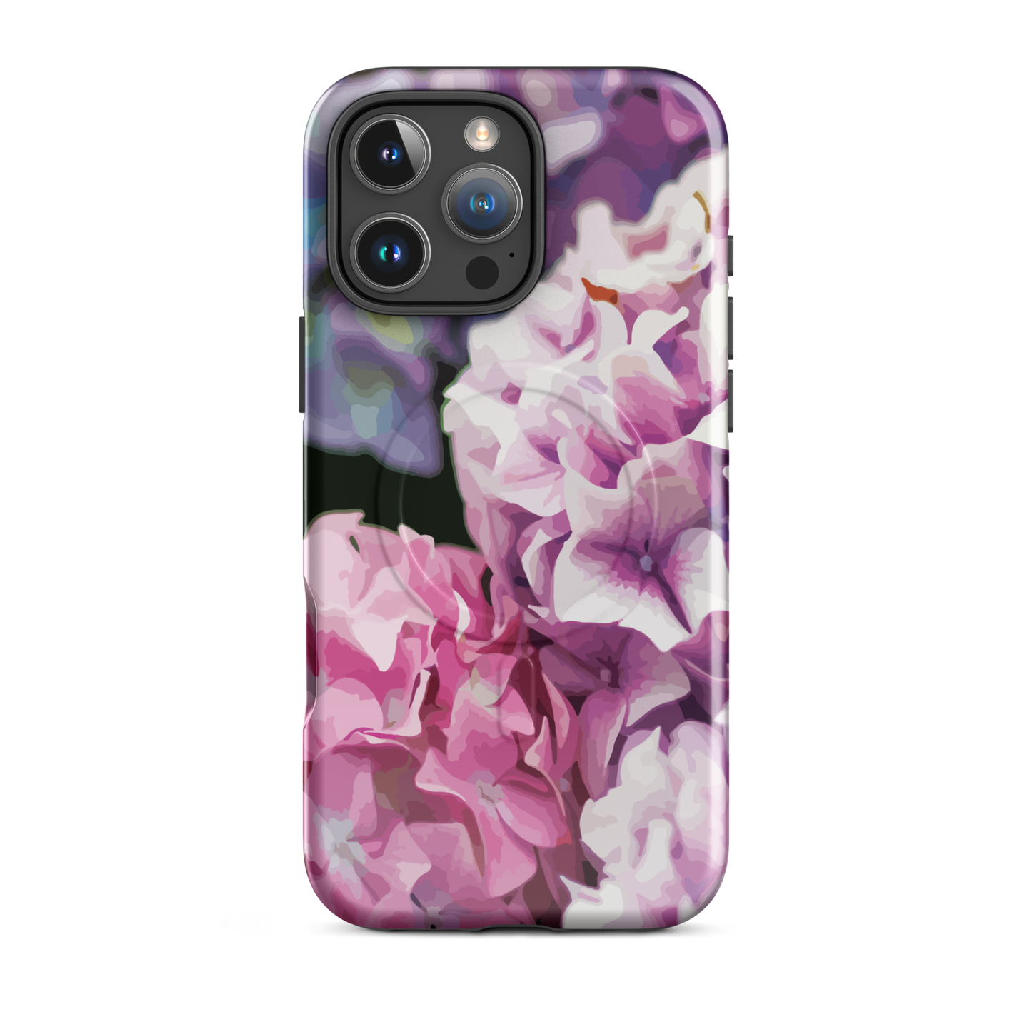 'Hydrangea' iPhone 16 Pro Max MagSafe tough phone case - protective glossy case NZ Australia