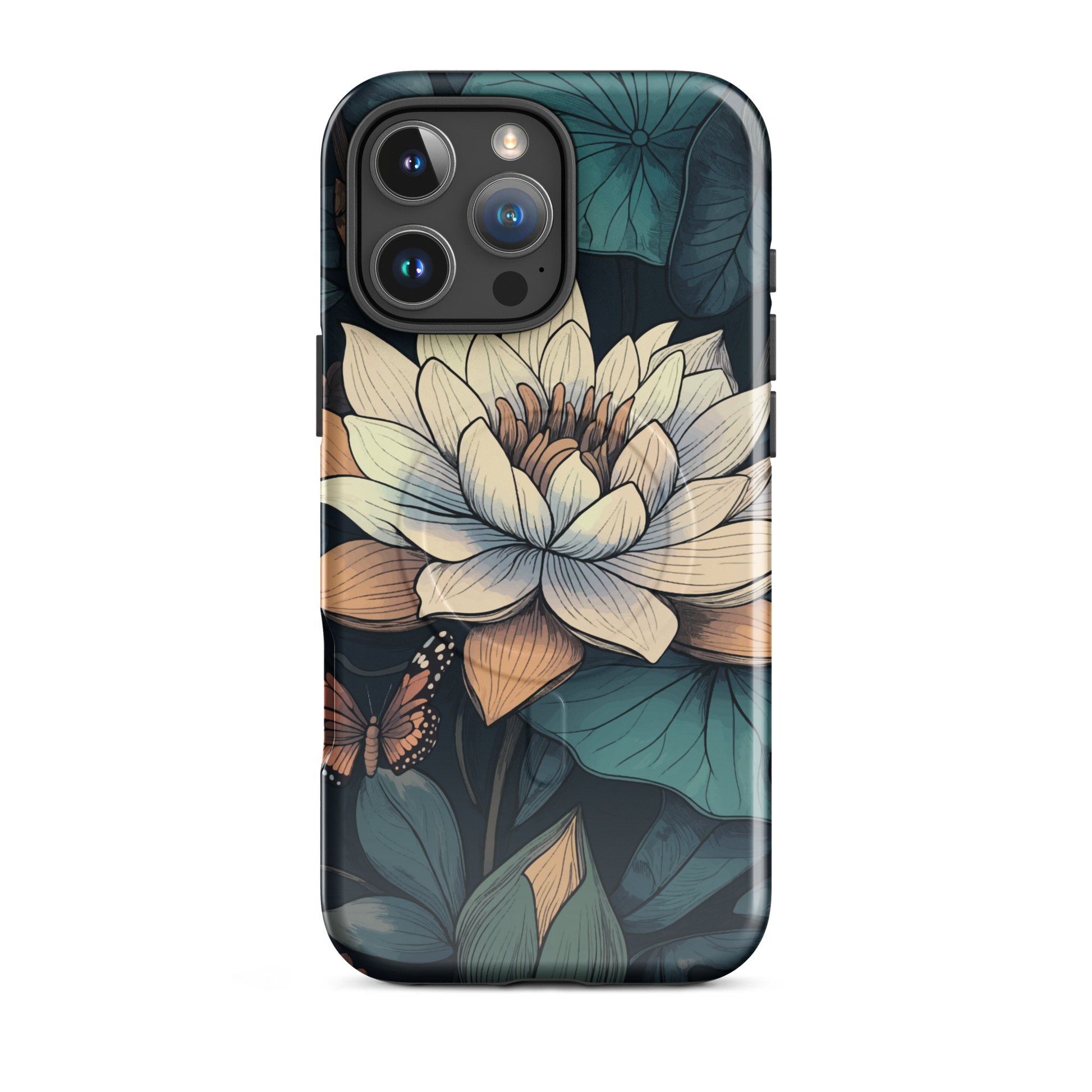 'Water Lily' iPhone 16 Pro Max MagSafe tough phone case - protective glossy case NZ Australia