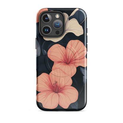 'Hibiscus Flower' iPhone 16 Pro Max MagSafe tough phone case - protective glossy case NZ Australia