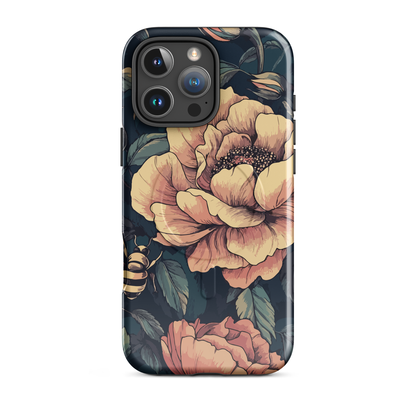 'Vintage Pink Roses' iPhone 16 Pro Max MagSafe tough phone case - protective glossy case NZ Australia