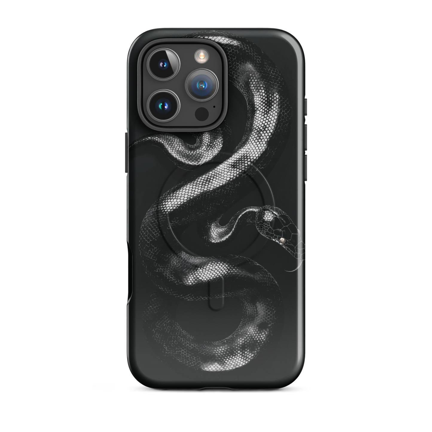 'Black Python' iPhone 16 Pro Max MagSafe tough phone case - protective glossy case NZ Australia
