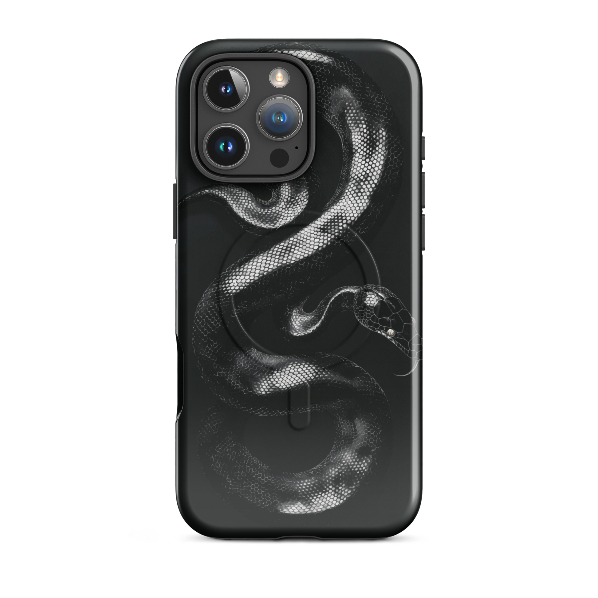 'Black Python' iPhone 16 Pro Max MagSafe tough phone case - protective glossy case NZ Australia