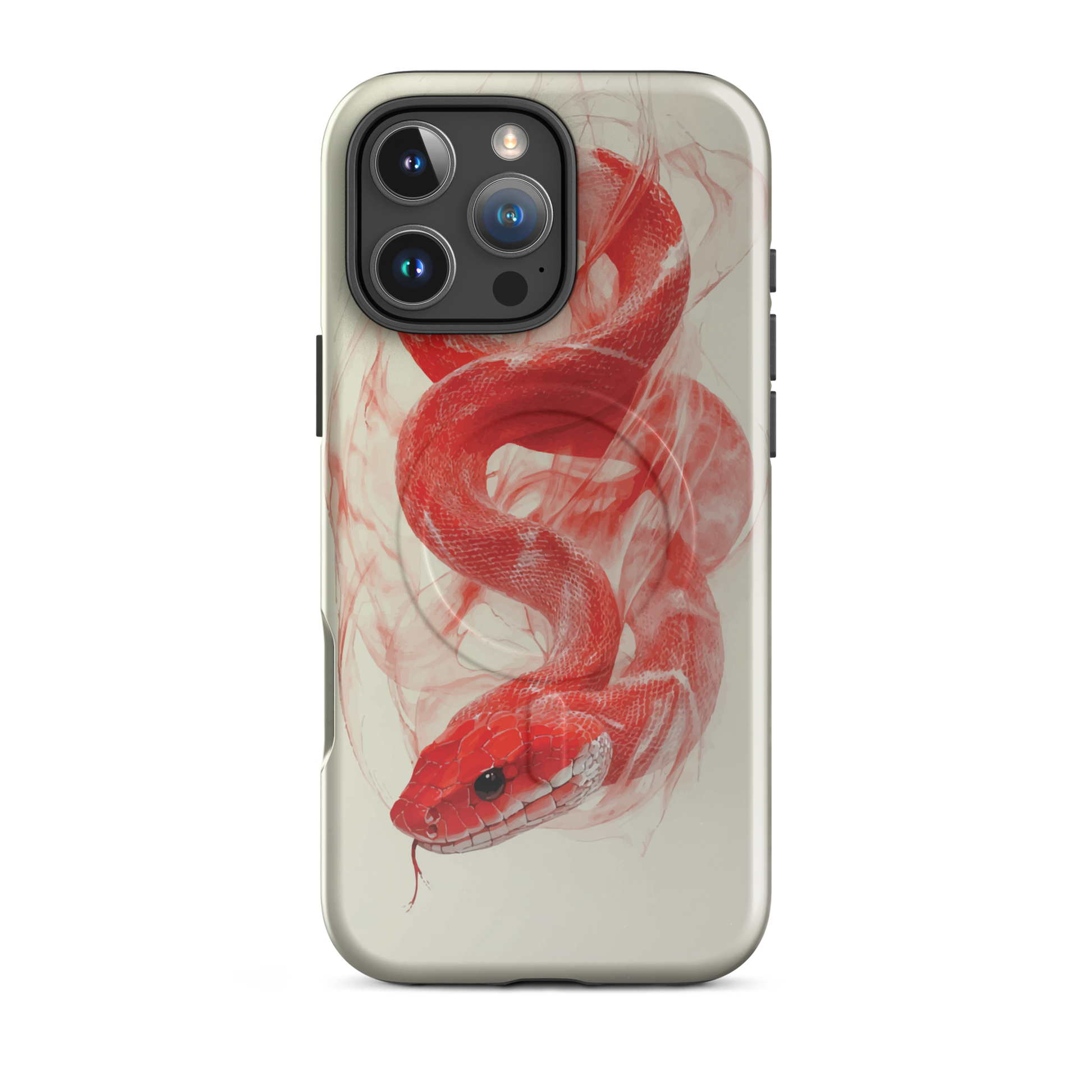 'Red Snake' iPhone 16 Pro Max MagSafe tough phone case - protective glossy case NZ Australia