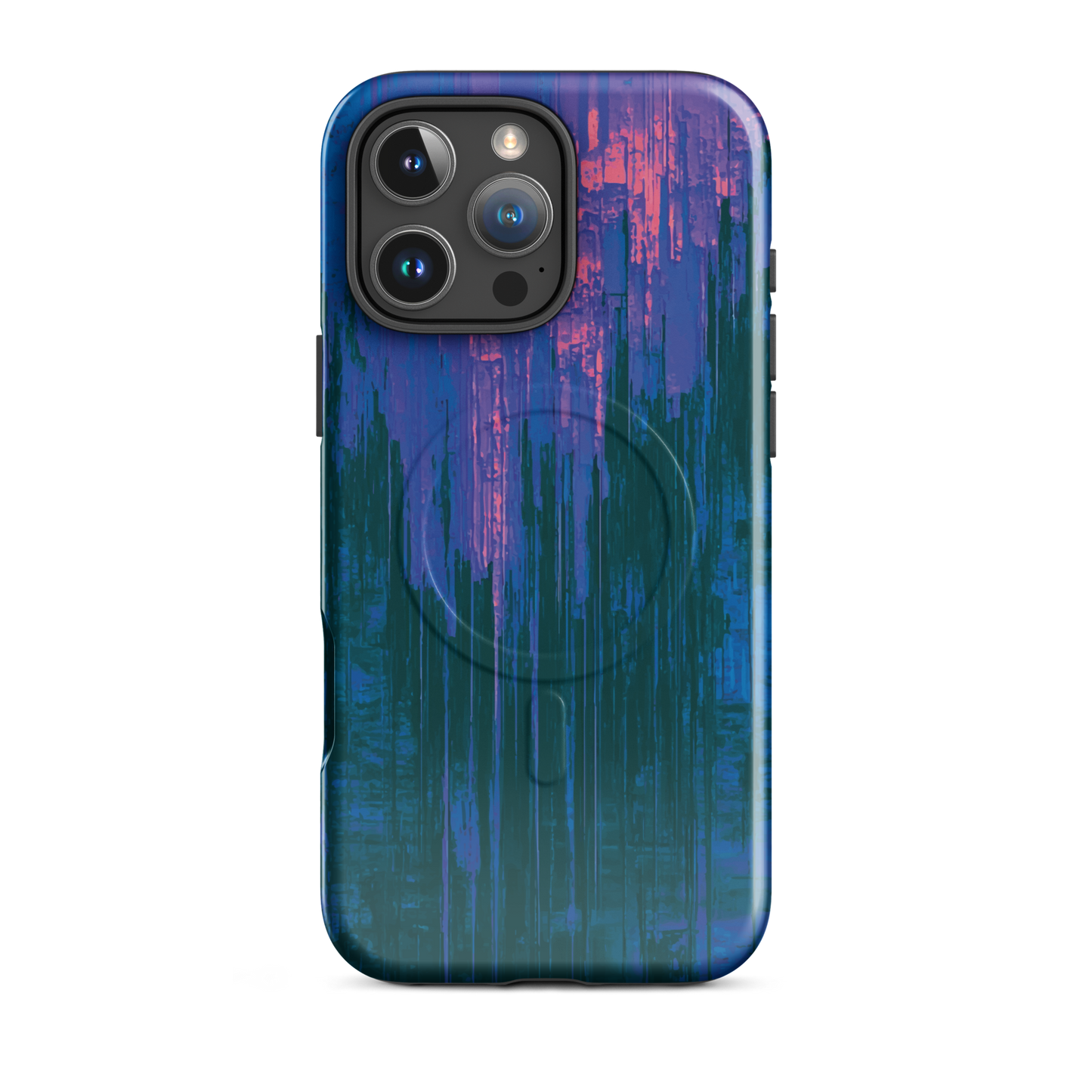'Digital Glitch' iPhone 16 Pro Max MagSafe tough phone case - protective glossy case NZ Australia