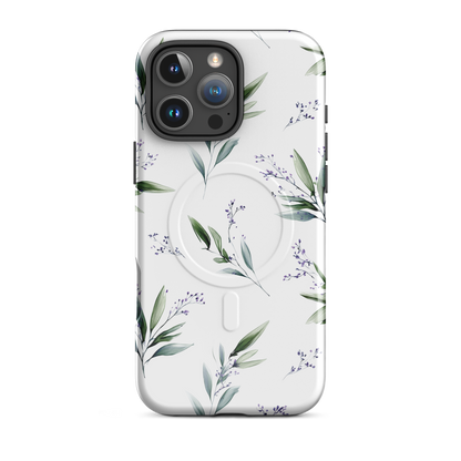 'Botanical Sprigs' iPhone 16 Pro Max MagSafe tough phone case - protective glossy case NZ Australia