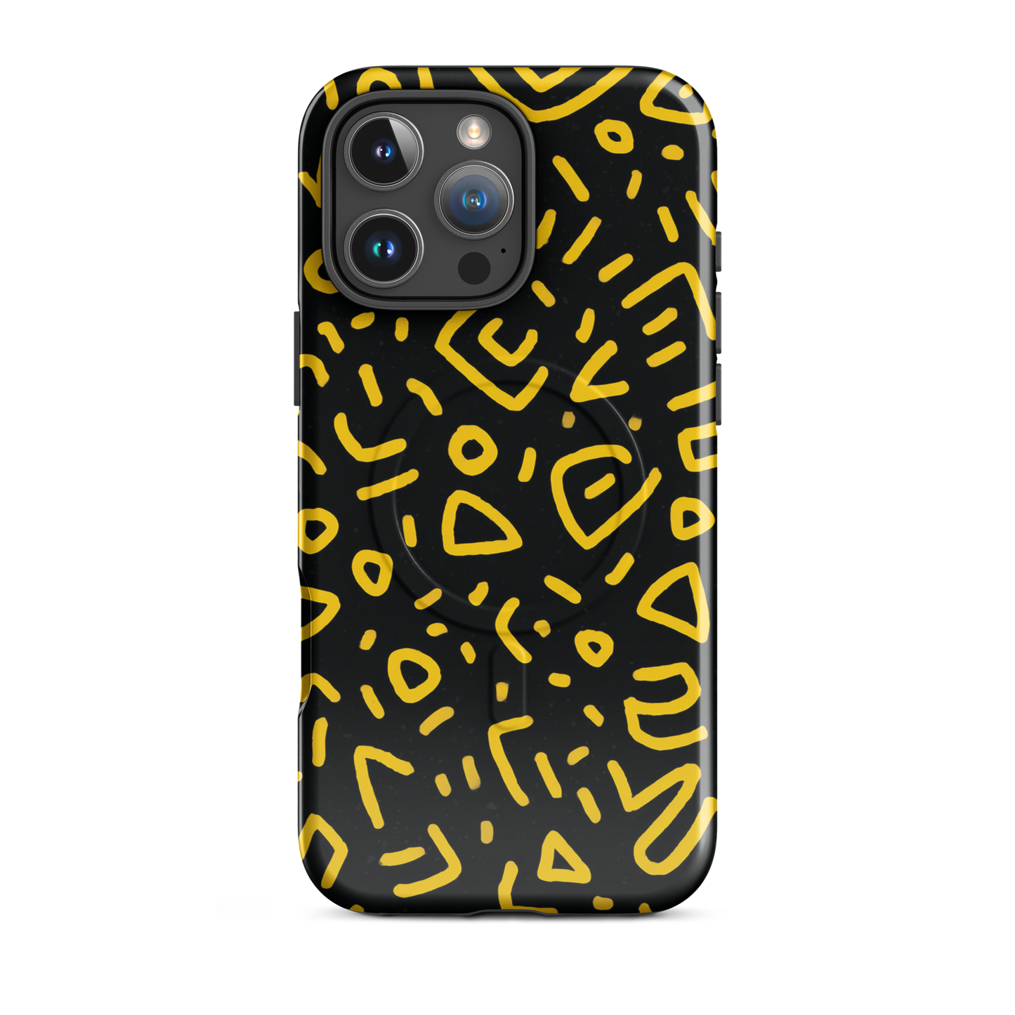 'Retro Scribbles' iPhone 16 Pro Max MagSafe tough phone case - protective glossy case NZ Australia