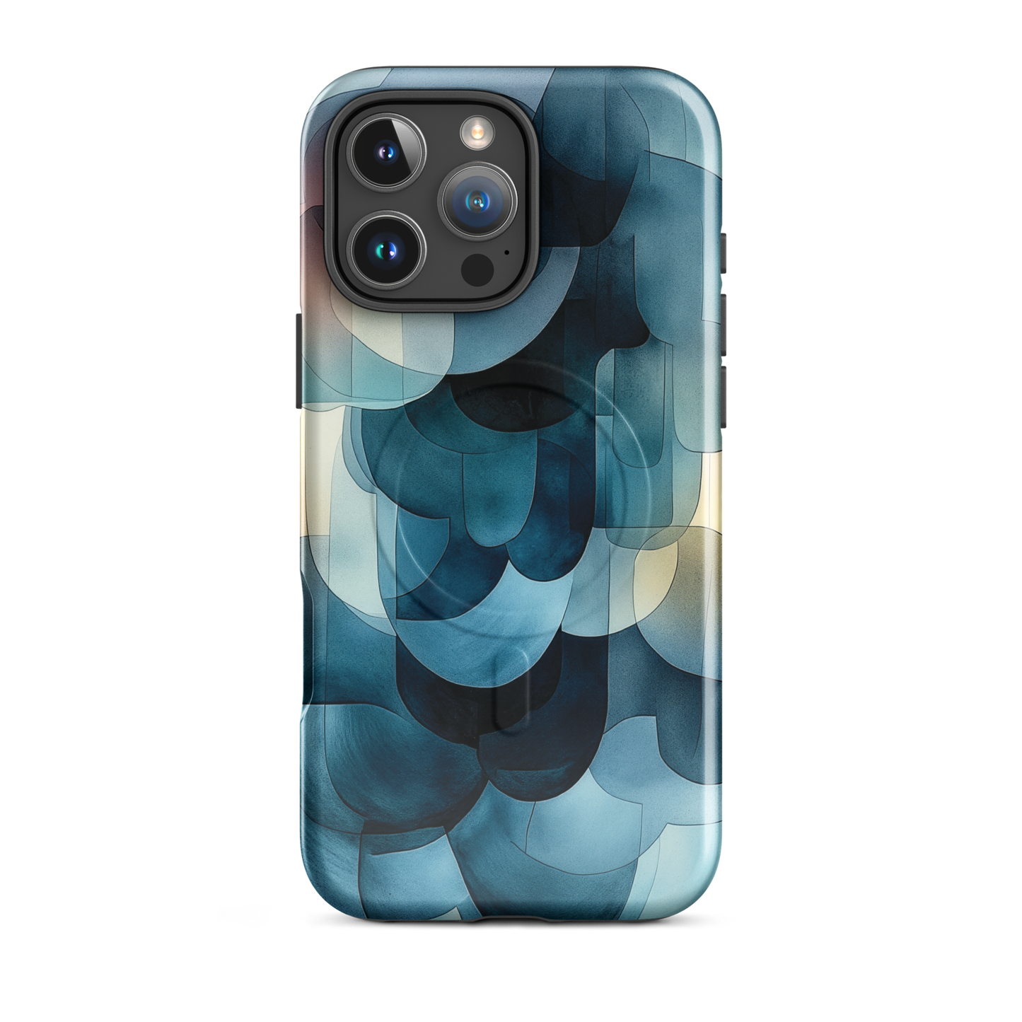 'Blue Forms' iPhone 16 Pro Max MagSafe tough phone case - protective glossy case NZ Australia