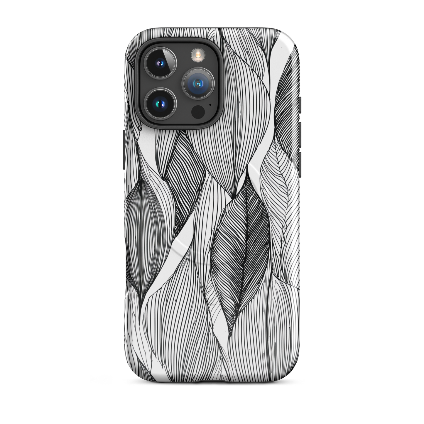 'Botanical Lines' iPhone 16 Pro Max MagSafe tough phone case - protective glossy case NZ Australia