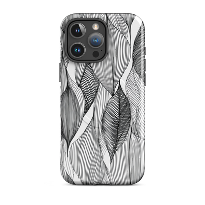 'Botanical Lines' iPhone 16 Pro Max MagSafe tough phone case - protective glossy case NZ Australia
