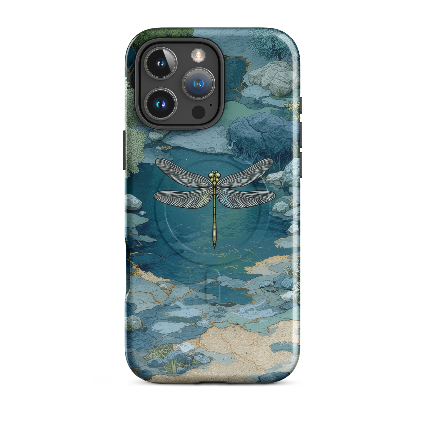 'Dragonfly Glade' iPhone 16 Pro Max MagSafe tough phone case - protective glossy case NZ Australia