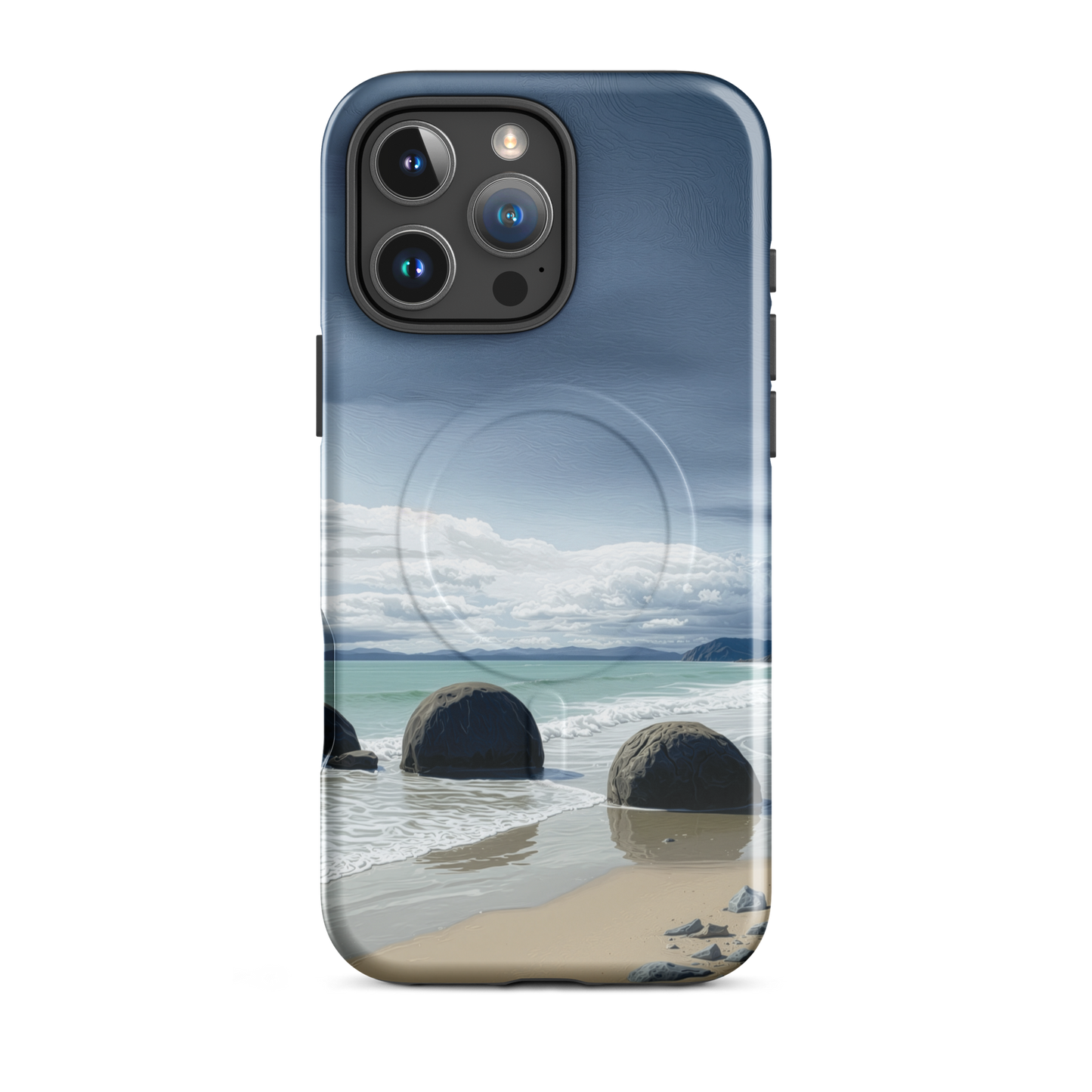 'Moeraki Boulders' iPhone 16 Pro Max MagSafe tough phone case - protective glossy case NZ Australia