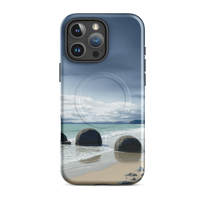 'Moeraki Boulders' iPhone 16 Pro Max MagSafe tough phone case - protective glossy case NZ Australia