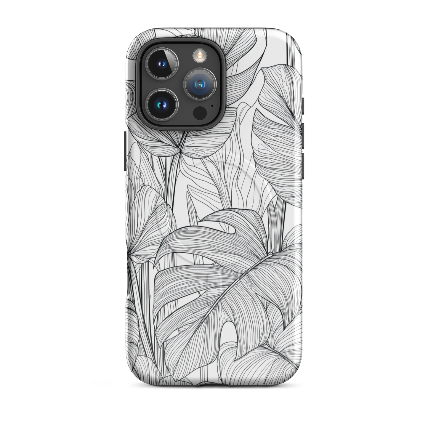'Tropical Lines' iPhone 16 Pro Max MagSafe tough phone case - protective glossy case NZ Australia