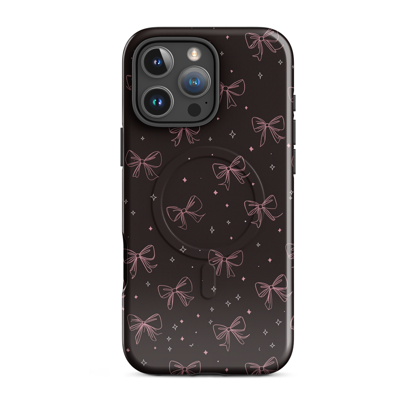 'Midnight Bow' iPhone 16 Pro Max MagSafe tough phone case - protective glossy case NZ Australia