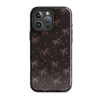 'Midnight Bow' iPhone 16 Pro Max MagSafe tough phone case - protective glossy case NZ Australia