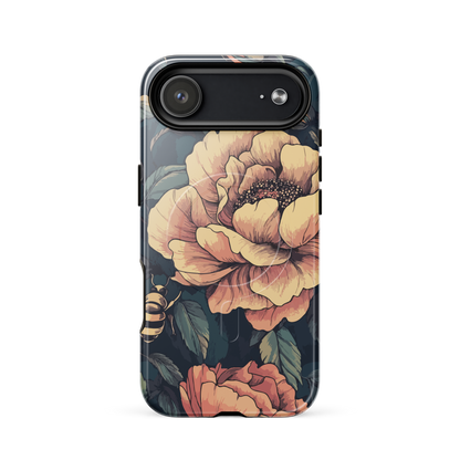 'Vintage Pink Roses' iPhone 17 Air MagSafe tough phone case - protective glossy case NZ Australia
