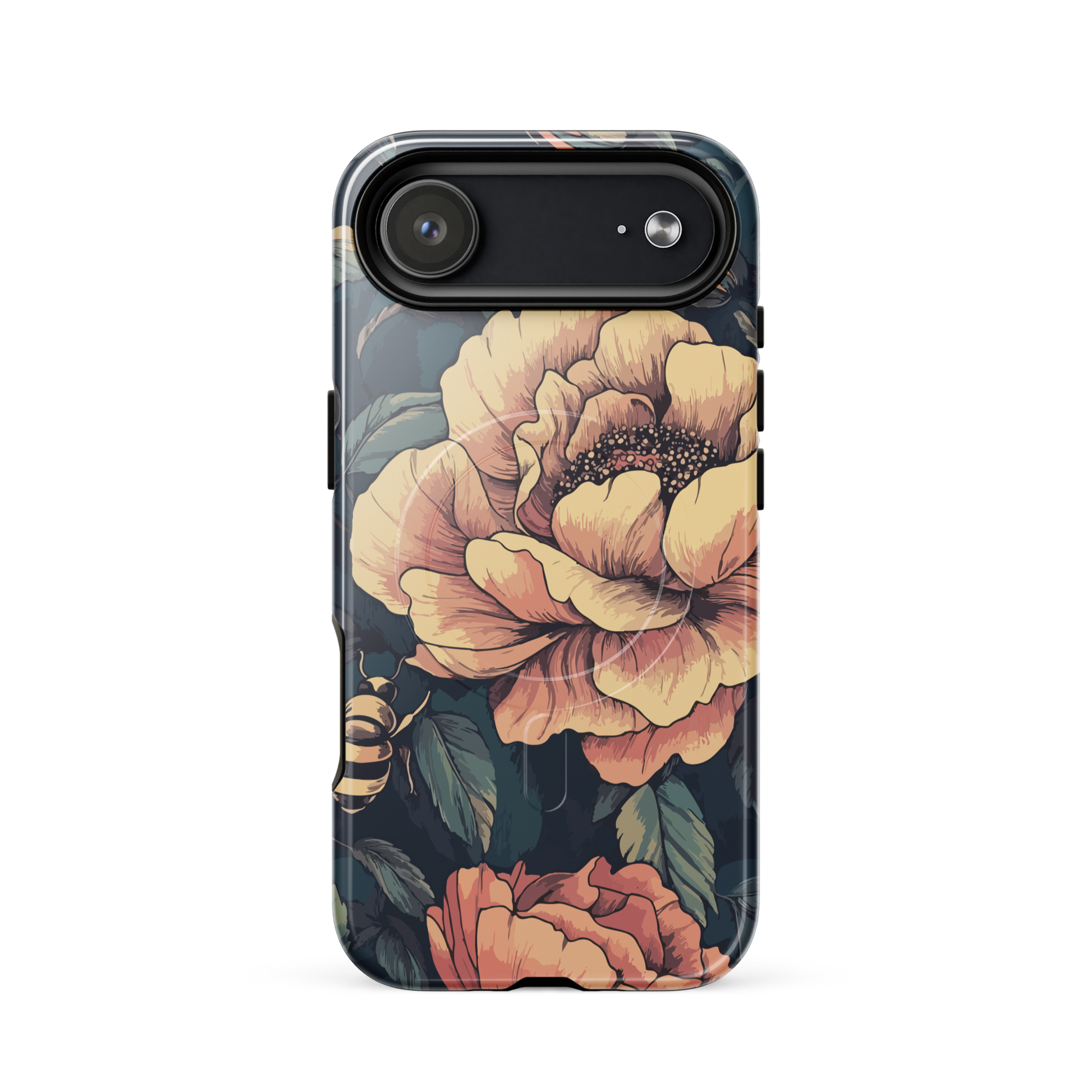 'Vintage Pink Roses' iPhone 17 Air MagSafe tough phone case - protective glossy case NZ Australia