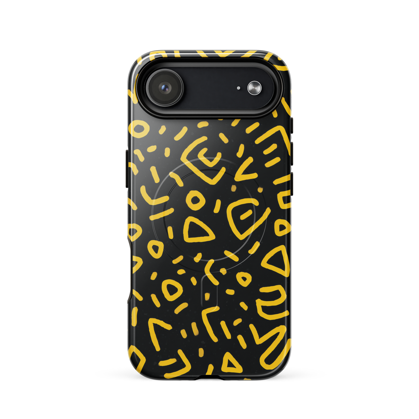 'Retro Scribbles' iPhone 17 Air MagSafe tough phone case - protective glossy case NZ Australia