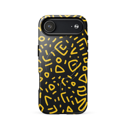 'Retro Scribbles' iPhone 17 Air MagSafe tough phone case - protective glossy case NZ Australia