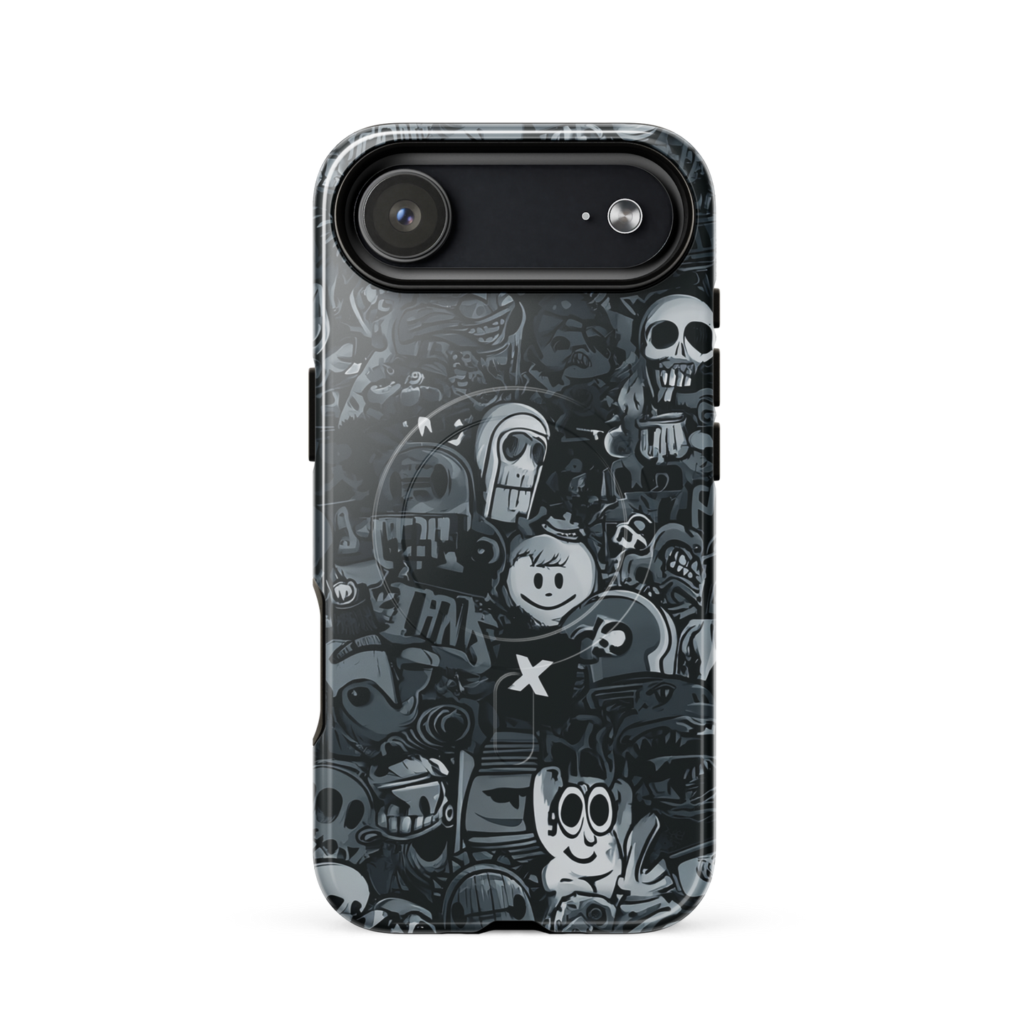 'Midnight Stickers' iPhone 17 Air MagSafe tough phone case - protective glossy case NZ Australia