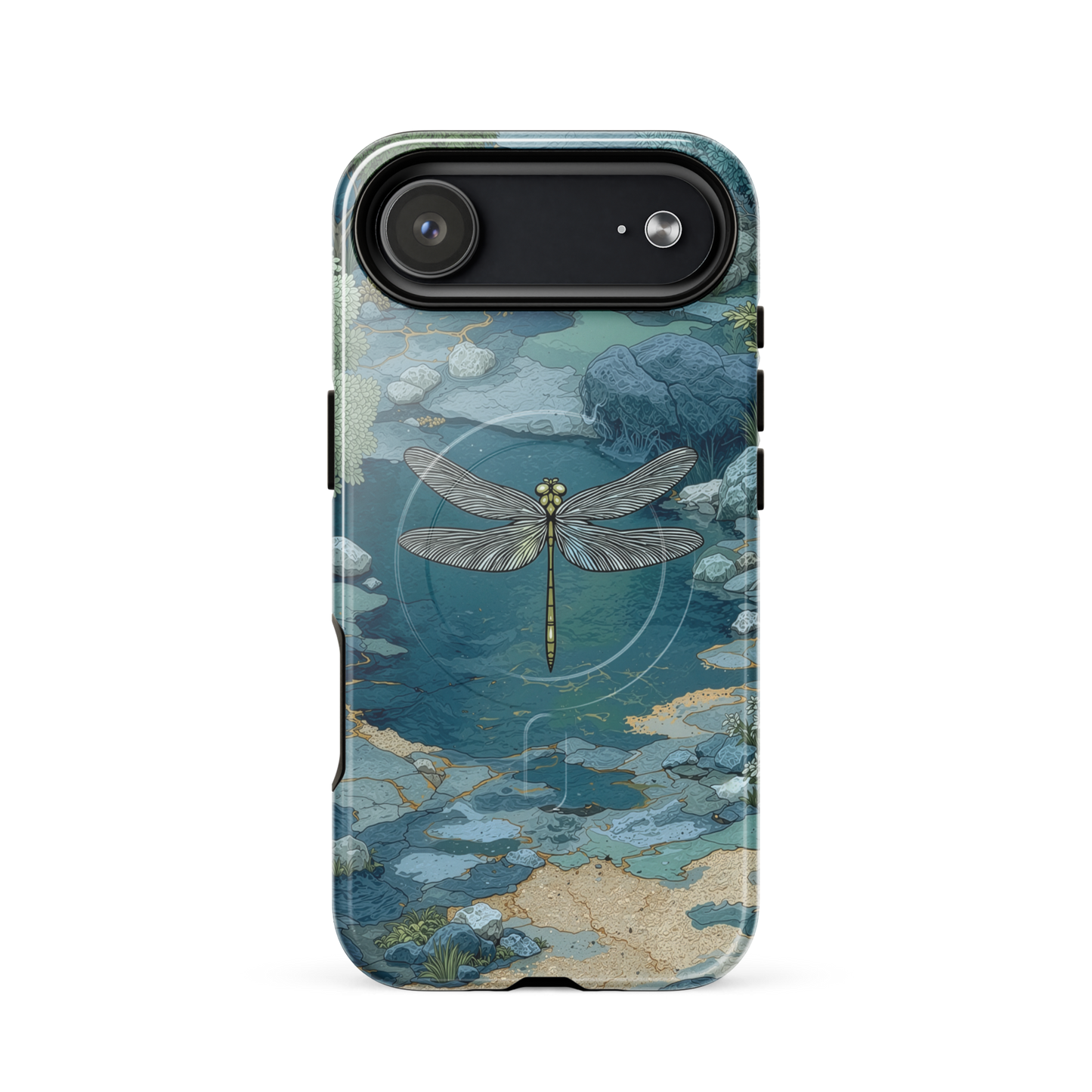 'Dragonfly Glade' iPhone 17 Air MagSafe tough phone case - protective glossy case NZ Australia