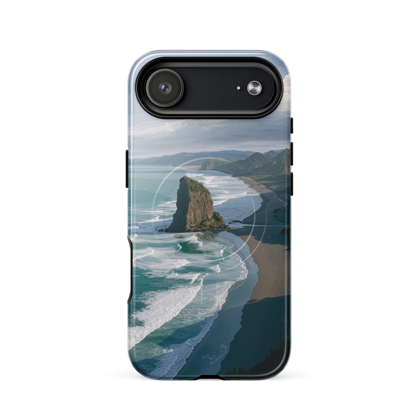 'Piha Beach' iPhone 17 Air MagSafe tough phone case - protective glossy case NZ Australia