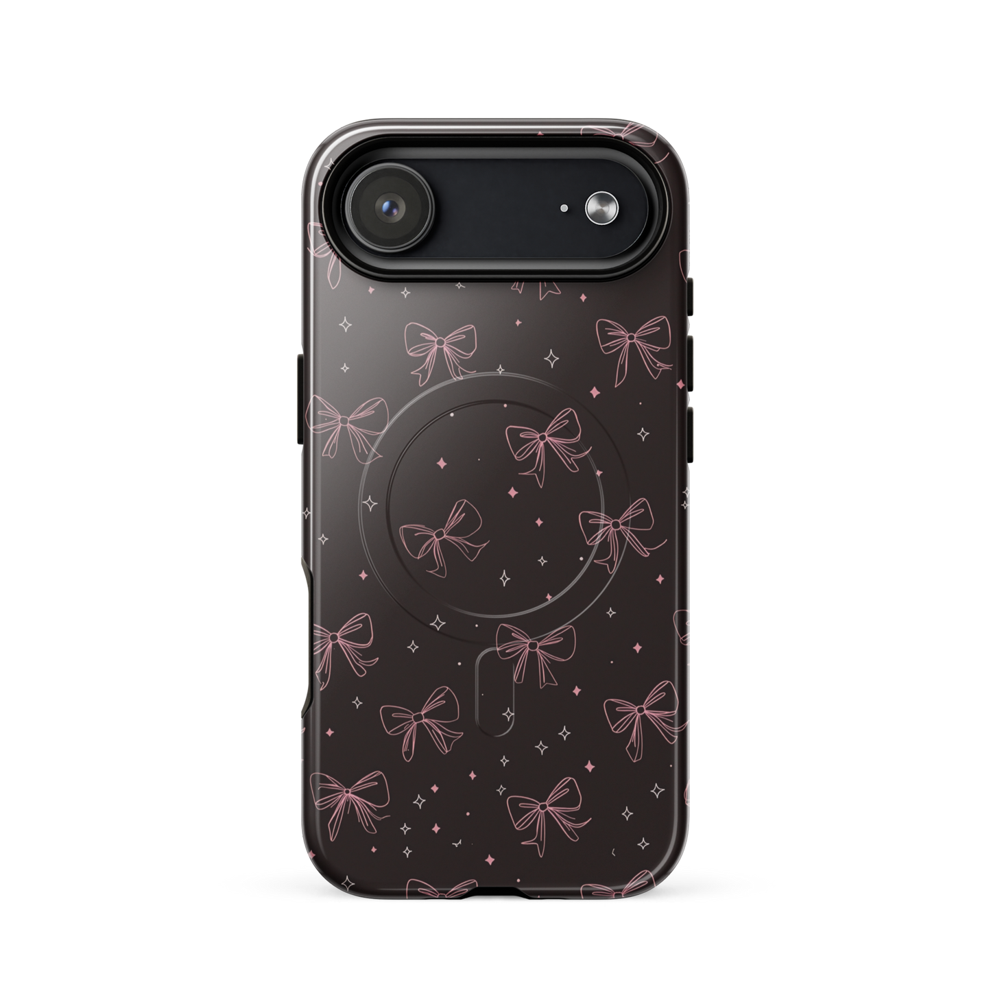 'Midnight Bow' iPhone 17 Air MagSafe tough phone case - protective glossy case NZ Australia