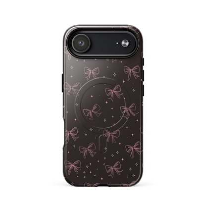 'Midnight Bow' iPhone 17 Air MagSafe tough phone case - protective glossy case NZ Australia