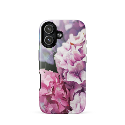 'Hydrangea' iPhone 17 MagSafe tough phone case - protective glossy case NZ Australia
