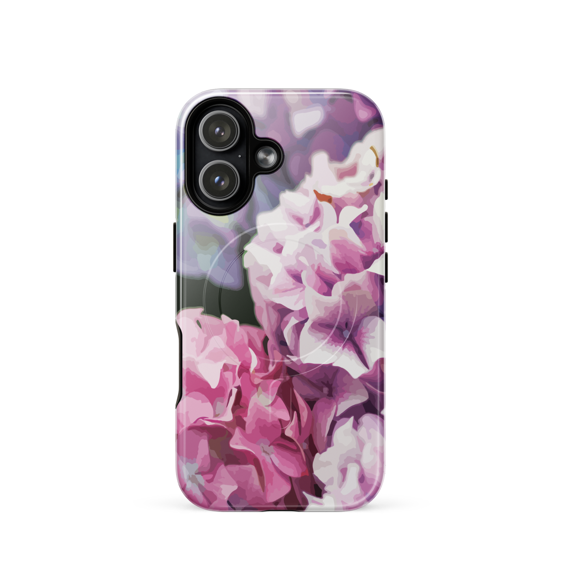 'Hydrangea' iPhone 17 MagSafe tough phone case - protective glossy case NZ Australia
