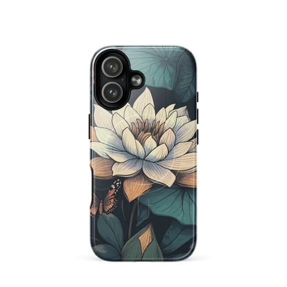'Water Lily' iPhone 17 MagSafe tough phone case - protective glossy case NZ Australia