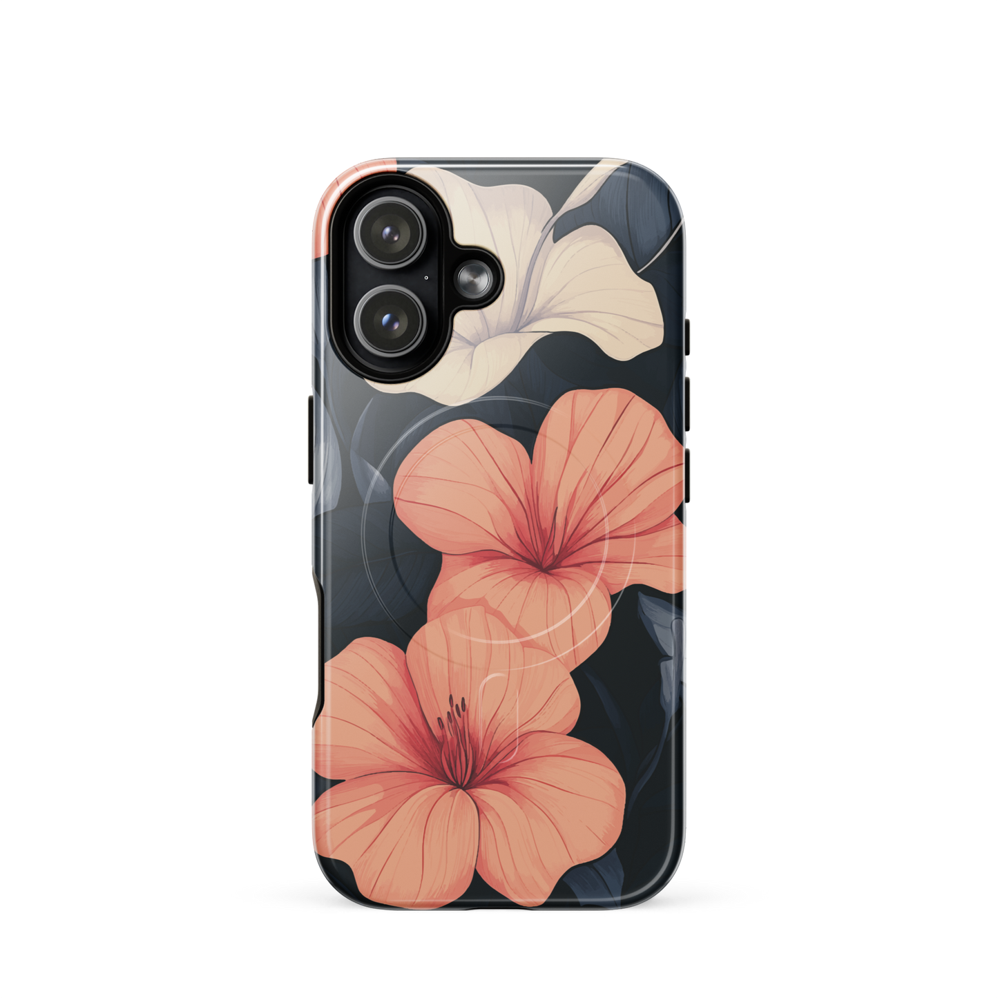 'Hibiscus Flower' iPhone 17 MagSafe tough phone case - protective glossy case NZ Australia