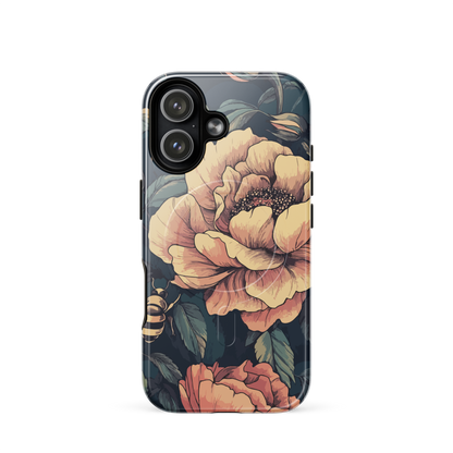 'Vintage Pink Roses' iPhone 17 MagSafe tough phone case - protective glossy case NZ Australia