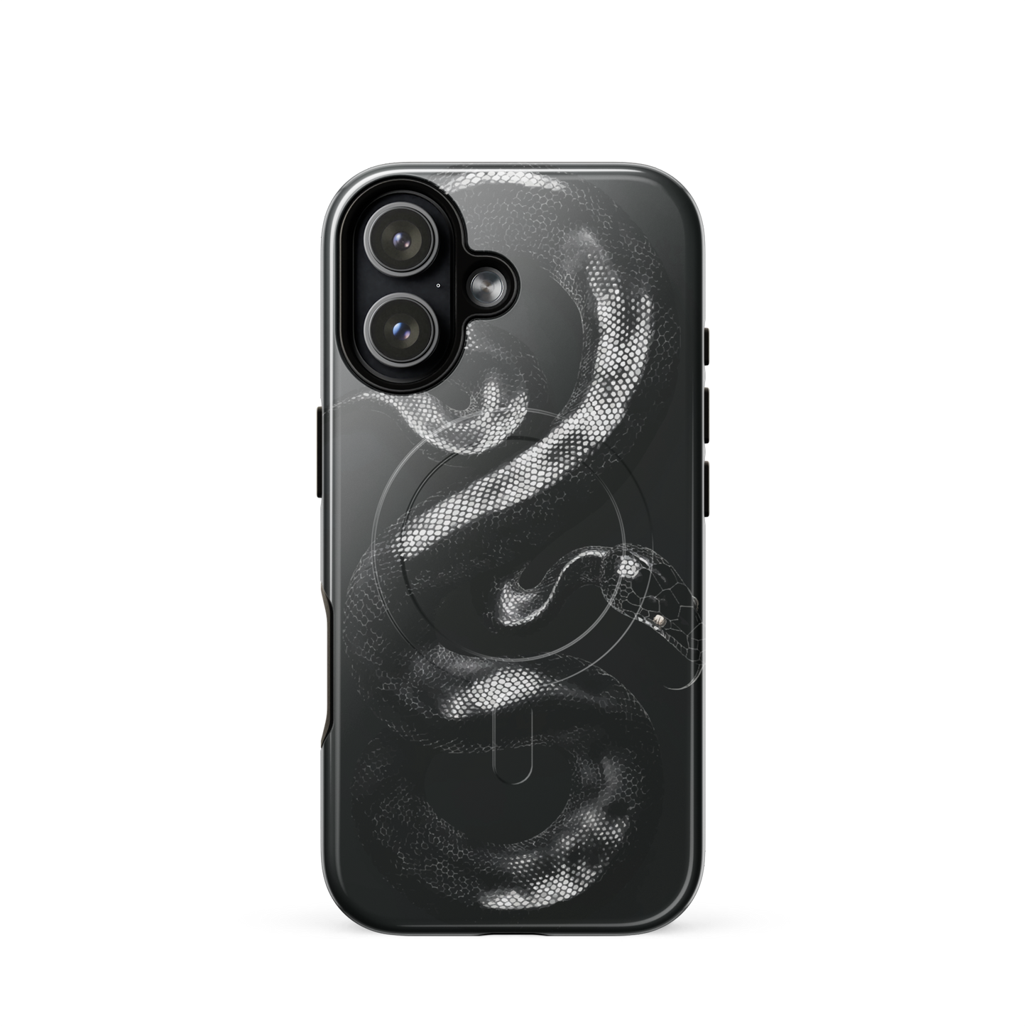 'Black Python' iPhone 17 MagSafe tough phone case - protective glossy case NZ Australia