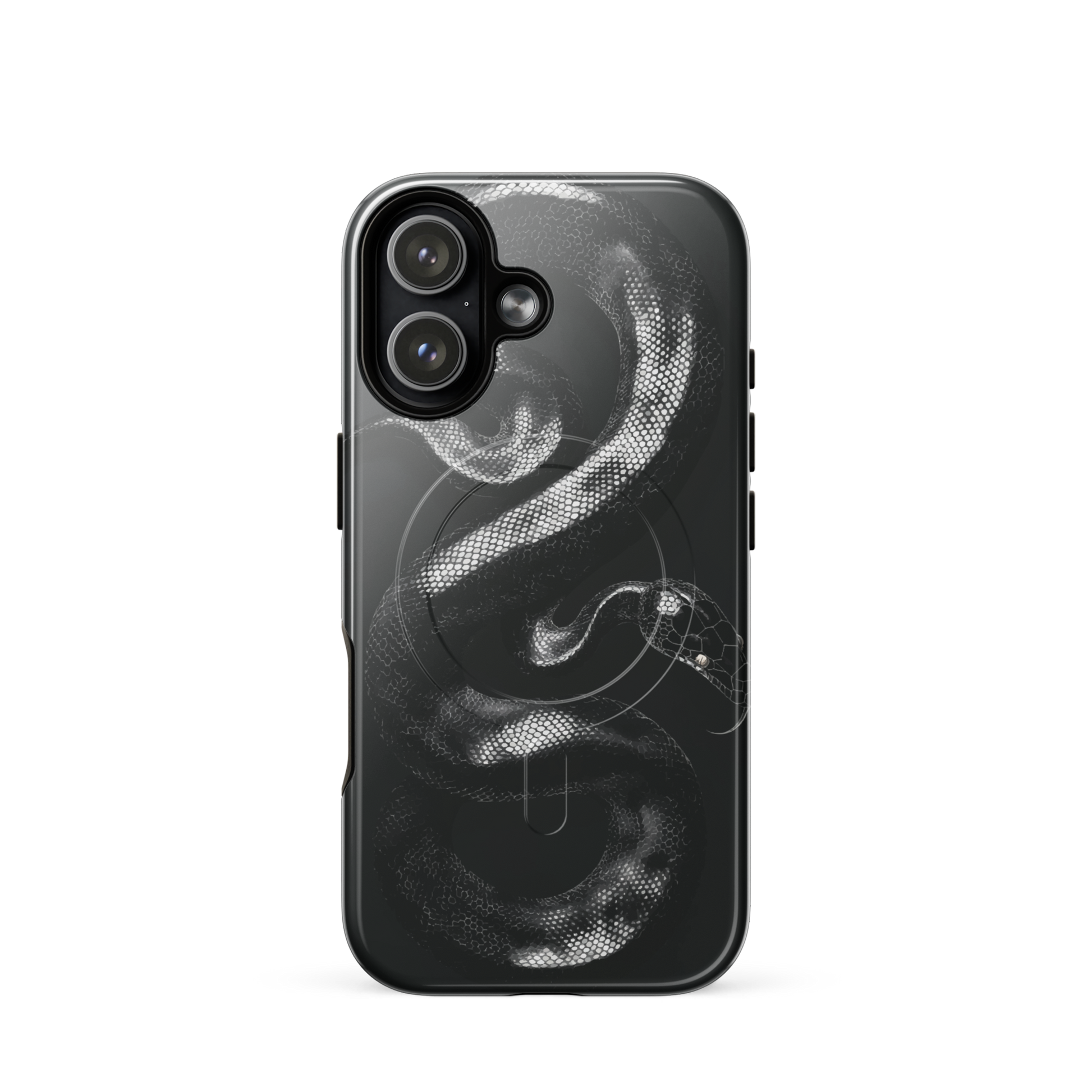 'Black Python' iPhone 17 MagSafe tough phone case - protective glossy case NZ Australia