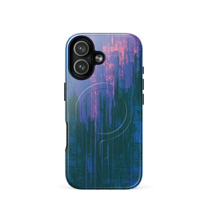 'Digital Glitch' iPhone 17 MagSafe tough phone case - protective glossy case NZ Australia