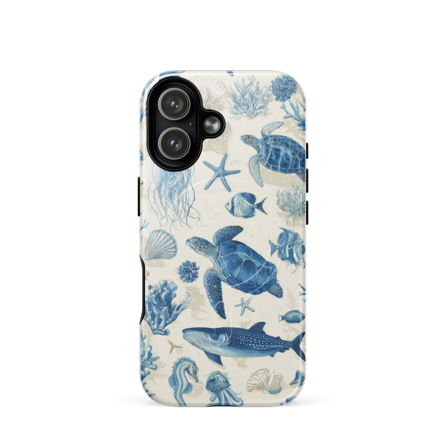 'Ocean Sketchbook' iPhone 17 MagSafe tough phone case - protective glossy case NZ Australia