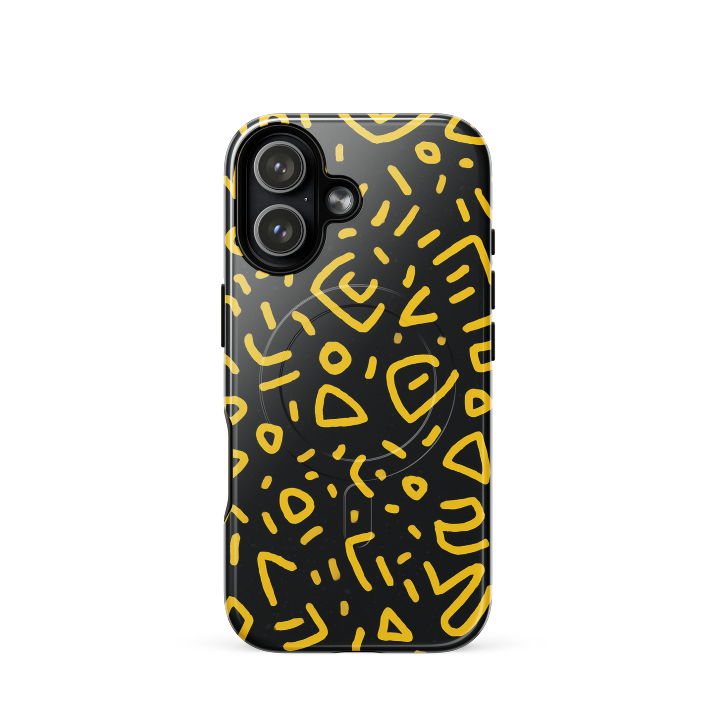 'Retro Scribbles' iPhone 17 MagSafe tough phone case - protective glossy case NZ Australia