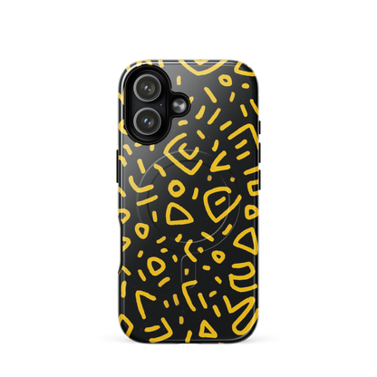 'Retro Scribbles' iPhone 17 MagSafe tough phone case - protective glossy case NZ Australia