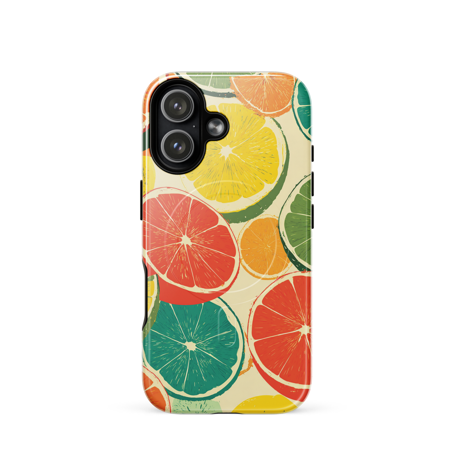 'Citrus Pop' iPhone 17 MagSafe tough phone case - protective glossy case NZ Australia