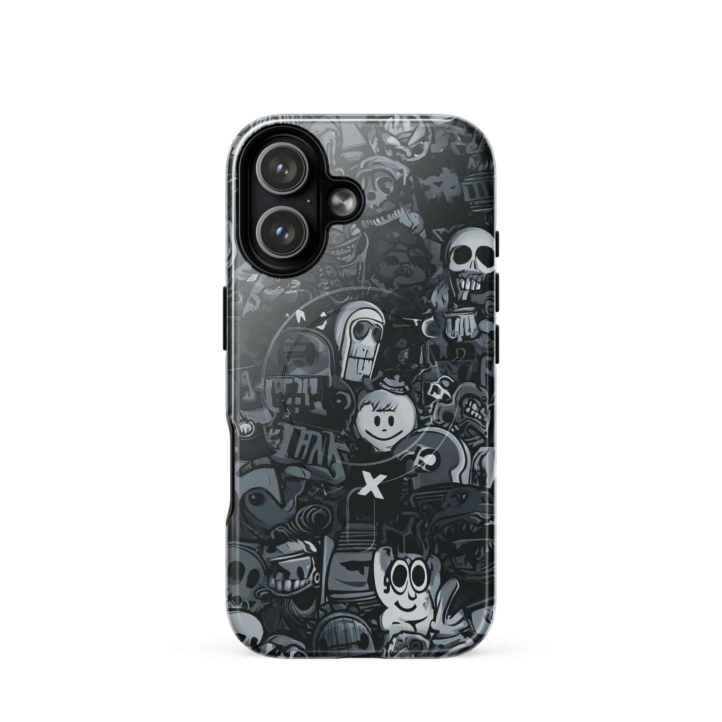 'Midnight Stickers' iPhone 17 MagSafe tough phone case - protective glossy case NZ Australia