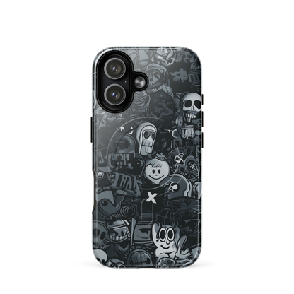 'Midnight Stickers' iPhone 17 MagSafe tough phone case - protective glossy case NZ Australia
