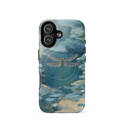 'Dragonfly Glade' iPhone 17 MagSafe tough phone case - protective glossy case NZ Australia