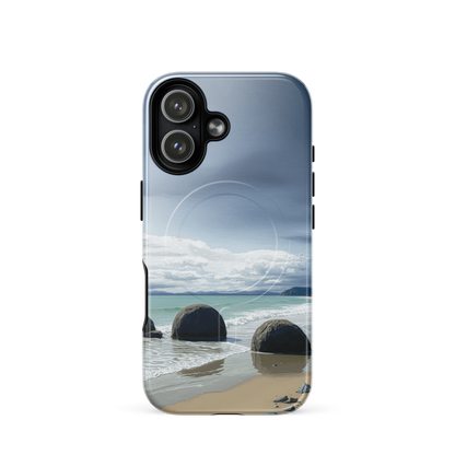'Moeraki Boulders' iPhone 17 MagSafe tough phone case - protective glossy case NZ Australia
