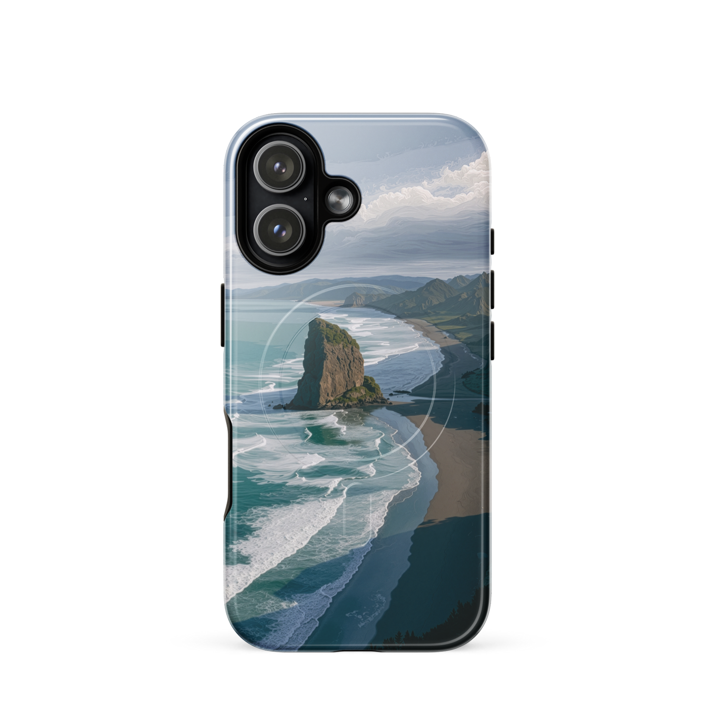 'Piha Beach' iPhone 17 MagSafe tough phone case - protective glossy case NZ Australia